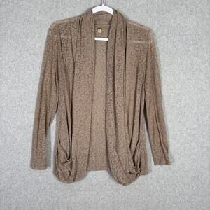 Free People Cardigan XS Draped Burnout Sheer Pockets‎ Neutral Thin Comfy Cozy